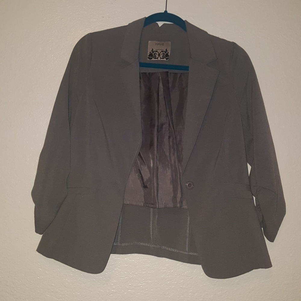 Charcol Gray Blazer with 3/4 Sleeves